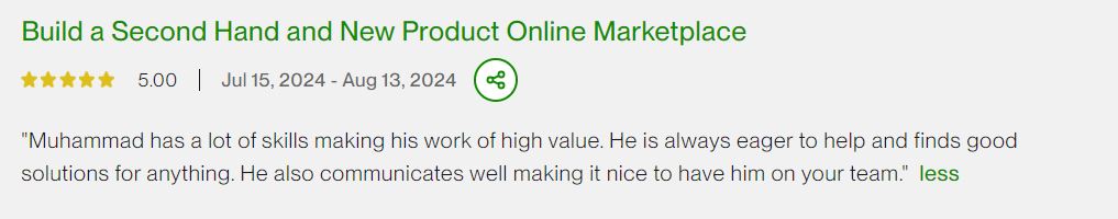 Upwork review Mavia Khan